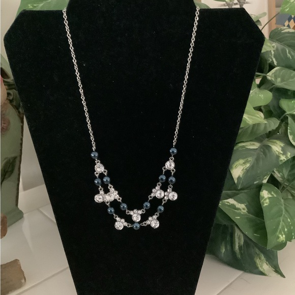 Rhinestones & Blue Beaded Necklace. - Picture 2 of 6